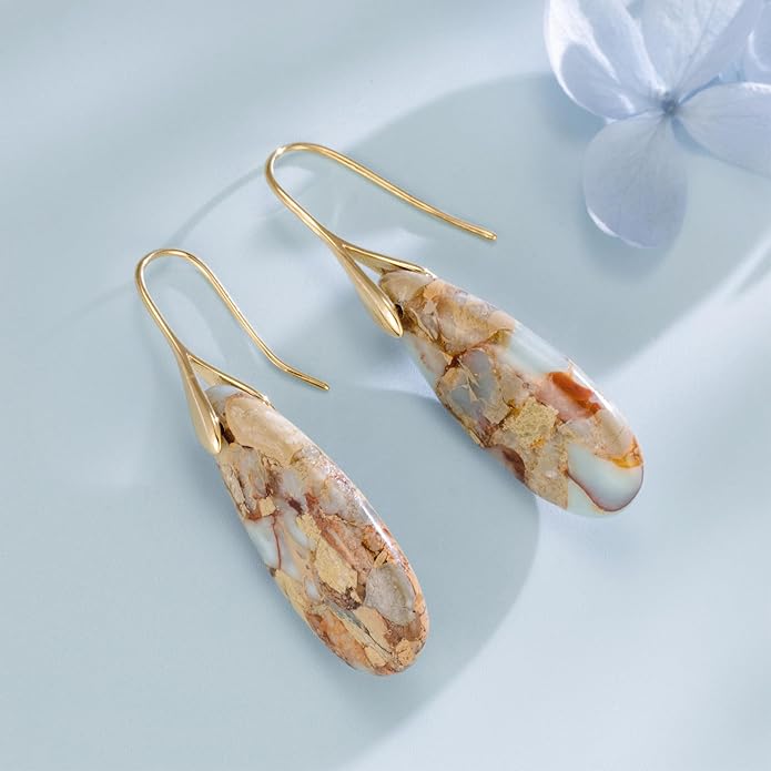 SELOVO Stone Fishhook Dangle Drop Earrings Statement Earrings for Women Stone