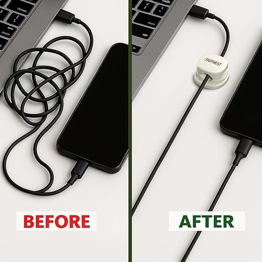 8 Pack Adhesive Cable Clips White Spring Loaded Cord Holders for Nightstand, Desk, Wall, Car, or Bedside Ideal Charging Cable Organizer for Home or Office Setup