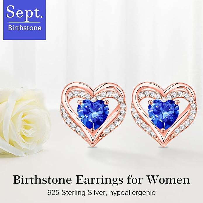 Iefil Valentine Day Gifts for Her - 925 Sterling Silver Heart Stud Earrings Birthday Gifts for Women