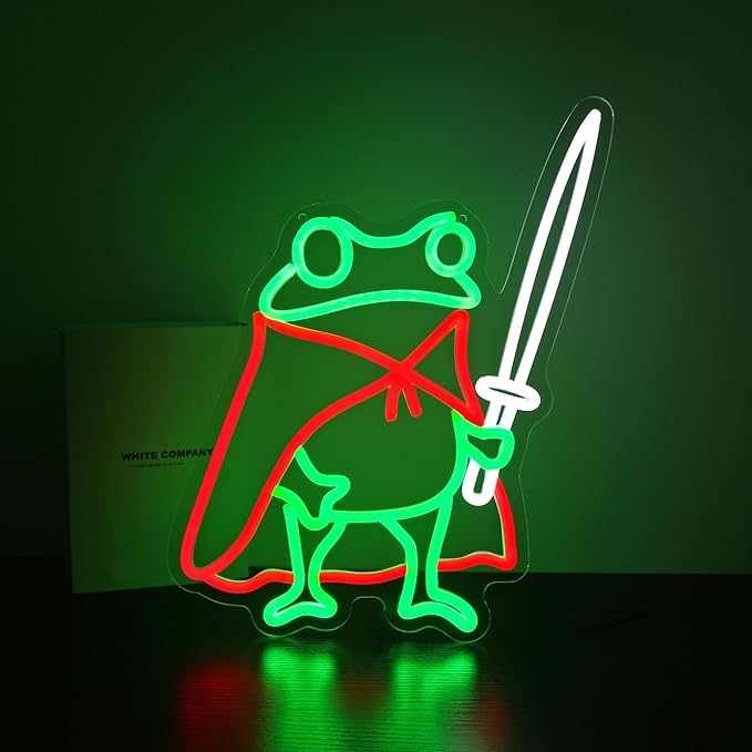 Frog Neon Sign Cute Neon Signs for Wall Decor Green Red Neon LED Sign for Man Cave Room Home Party Birthday Bar Signs - USB Powered