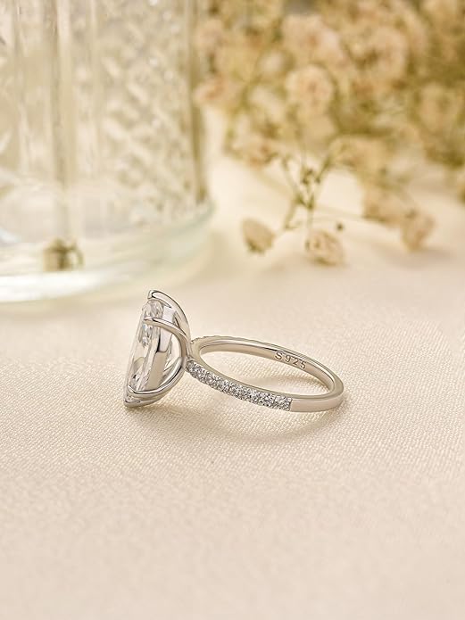 3.5CT Marquise Cut Engagement Ring, AAAAA Grade Cubic Zirconia Promise Ring for Women, S925 Silver Bridal Wedding Jewelry