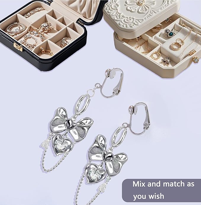 Clip-on Earring Converters,YOLLVKOT 48 Pieces Earring Hooks with Easy Open Loop for DIY Earring and Turn Any Studs or Pierced into Clip on, Silver and Gold