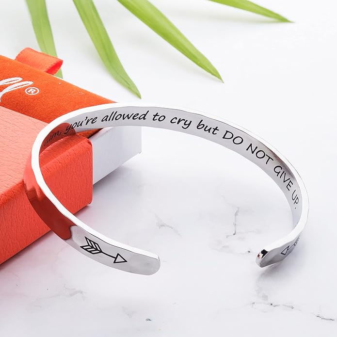 Carviell Engraved Cuff Bracelets for Women – Inspirational, Friendship, Love, Mom, Daughter, Sister, Christian, Graduation, Memorial & Wedding Gifts – 80+ Phrases – Stainless Steel, Gift-Ready