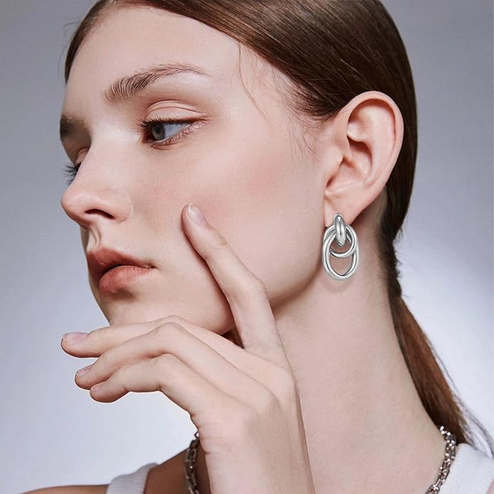 Gold Geometric Drop Dangle Earrings for Women Long Link Dangle Earrings Jewelry Gift