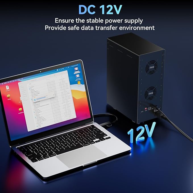 10 Bay Hard Drive RAID Enclosure with Cooling Fan for 2.5/3.5" SATA HDD/SSD with USB A/C 3.0＋eSATA Cable, 3.5 Hard Drive Enclosure Supports 160TB Capacity, 8 RAID Modes, DAS(NO NAS)