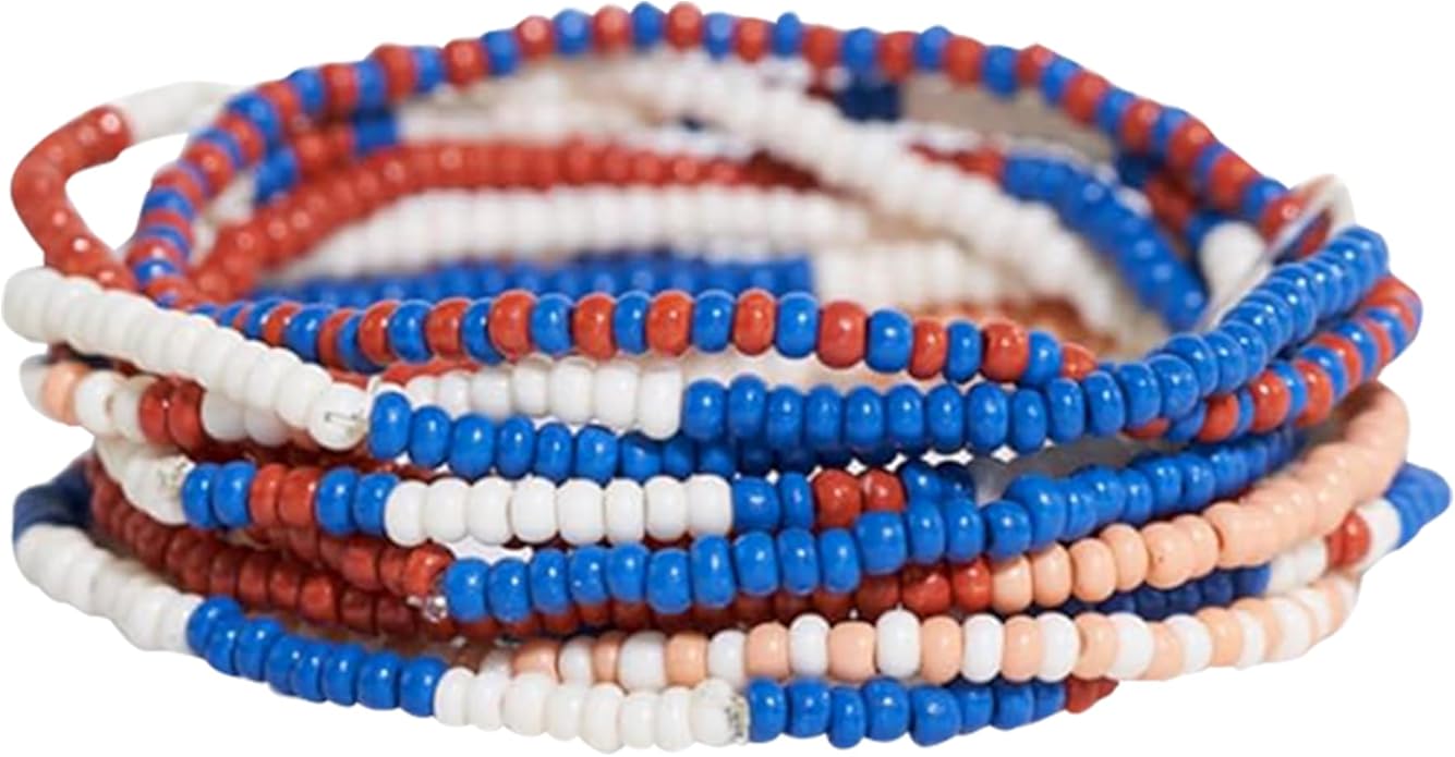 INK + ALLOY 10-Strand Stacking Beaded Bracelets for Women – Mixed Patterns Bracelet Stack - Adjustable Stretch Fit - Handmade Boho Bracelets for Women - Perfect for Any Occasion