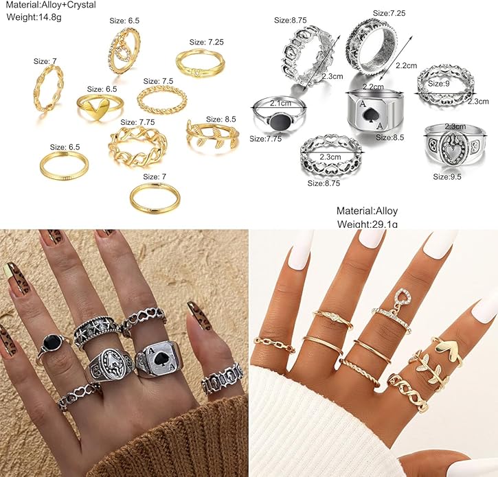 73 Pcs Gold Jewelry Set with 6Pcs Layered Necklace, 11 Pcs anklet and 7Pcs Earring Ear Cuff,12Hoop Earrings ,15pcs Rings,21pcs stud earrings Jewerly set for Women Pack for Friendship Party Gift
