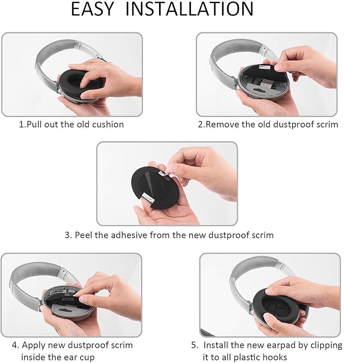 QC35 Headphones Replacement Ear Pads - QC35,QC35ii Replacement Earpads Cushion - Compatible with Bose Quiet Comfort35,QC45,QC25,QC35ii,QC15,AE2,AE2i-Comfortable & Durable（Black）