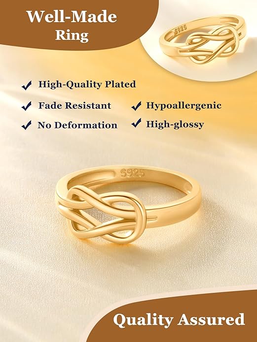 Suplight 925 Sterling Silver Ring Simple Infinity Knot Wedding Band Rings Love Knot Promise Ring for Women Size 4-12(with Gift Box)