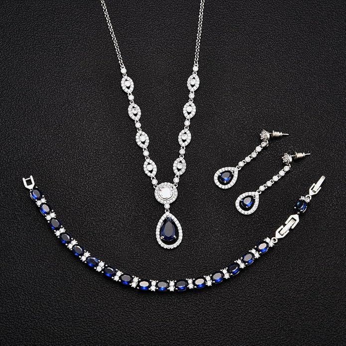 GULICX AAA Cubic Zirconia CZ Silver Plated Base Women's Party Jewelry Set Earrings Pendant Necklace