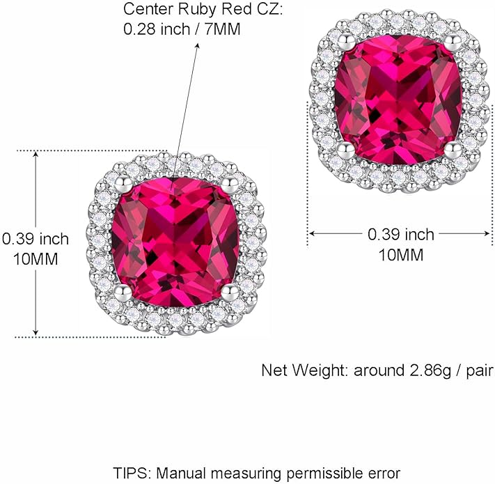 YOMELA Cubic Zirconia Earrings Studs, Halo CZ Birthstone Simulated Diamond Stud Earrings for Women