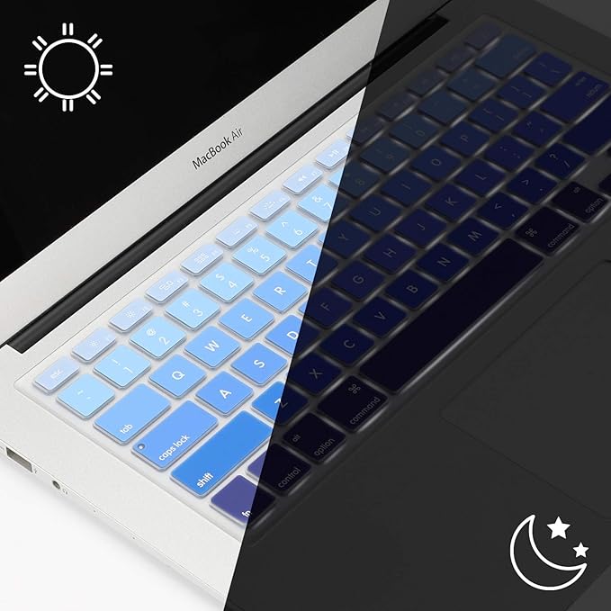 Allinside Blue Ombre Keyboard Cover Skin for MacBook Pro 13" 15" 17" (2015 or Older Version), MacBook Air 13" A1369/A1466, Older iMac Wireless Keyboard MC184LL/B