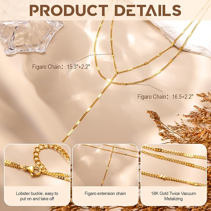Fullpop Dainty Gold Necklaces for Women, 18k Gold Layered Lariat Necklace for Women Long Gold Choker Necklaces for Women Statement Diamond Heart Pendant Necklace Body Chain Jewelry for Women