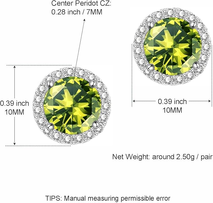 YOMELA Cubic Zirconia Earrings Studs, Halo CZ Birthstone Simulated Diamond Stud Earrings for Women