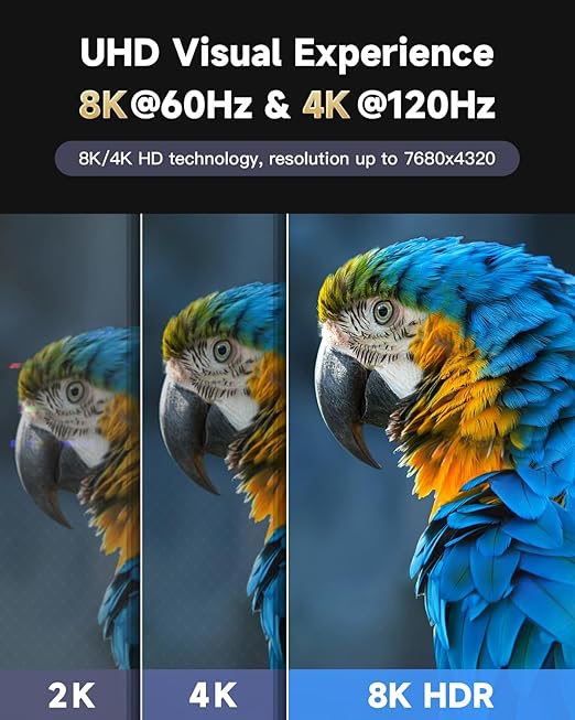 ARISKEEN 8K HDMI Cable 13 FT, 48Gbps High Speed HDMI 2.1 Cable, 8K 60Hz, 4K 120Hz 144Hz Braided HDMI Cord - 13 Feet