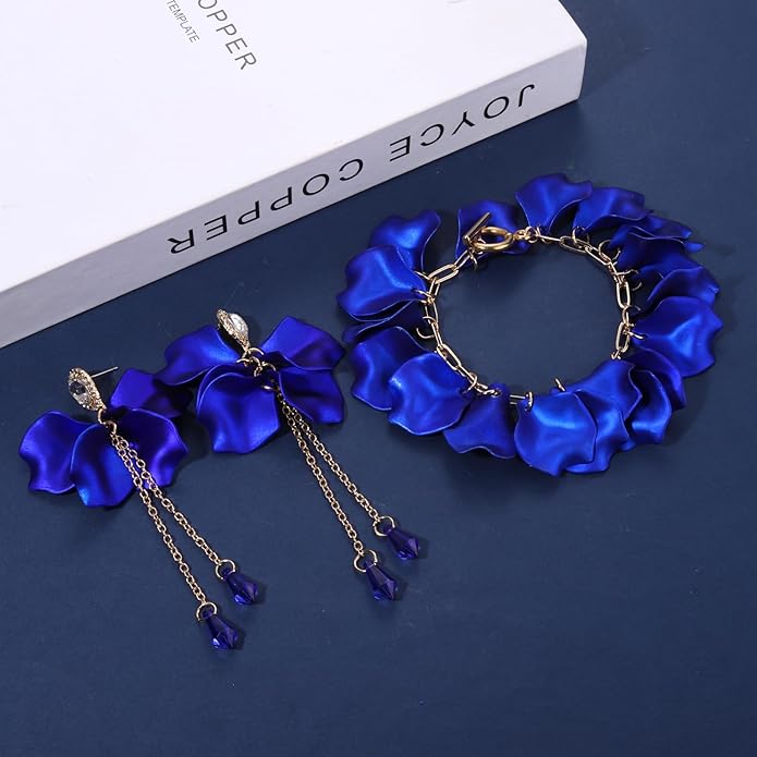 Flower Petal Necklace Earrings Set Layered Statement Beaded Jewelry Set for Women Summer Necklace Earrings