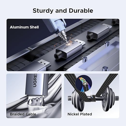 UGREEN 4K@60Hz Bidirectional HDMI to Displayport Cable Male to Male Adapter DP 1.2, HDCP 2.2, HDMI 1.4 4K@30Hz with USB Powered Compatible with Laptops, PC, Switch 2/PS5/Xbox/AMD/NVIDIA/Monitor, 6.6FT