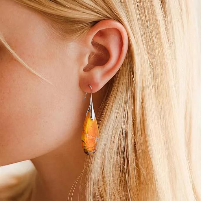 SELOVO Stone Fishhook Dangle Drop Earrings Statement Earrings for Women Stone