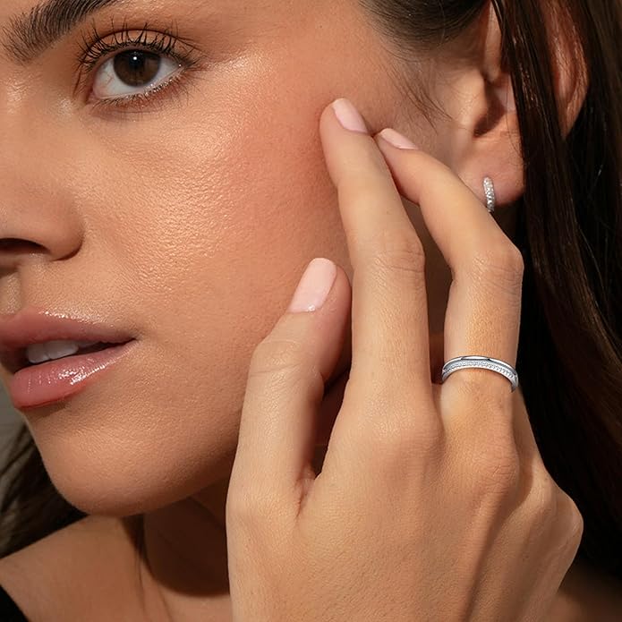 OOOPEL Sterling Silver Adjustable Ring S925 Silver Rings for Women Cubic Zirconia Twist Love Knot Dainty Ring Silver Minimalist Open Finger Rings Silver Thumb Sterling Silver Ring
