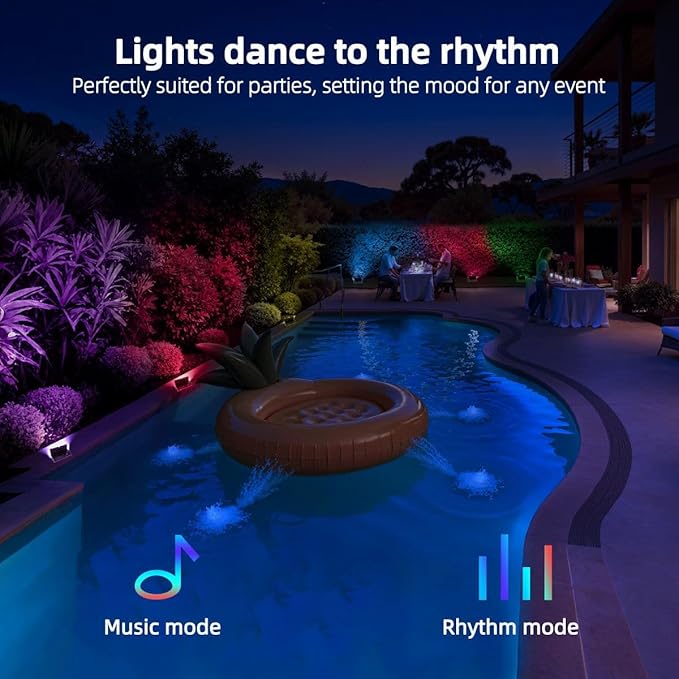 ILC LED Flood Light 80W, 8000LM, Outdoor RGB Color Changing, Smart Floodlights RGBW 2700K Warm White & 16 Million Colors, 20 Modes, Grouping, Timing, IP66 Waterproof (2 Pack)