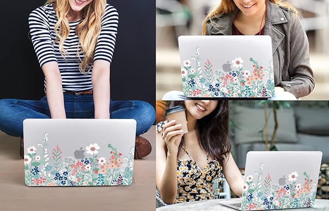 CISSOOK for MacBook Air 13.6 Inch Case 2022 2023 2024 2025 Release Model A2681 A3113 A3240, Matte Frosted Hard Shell Cover with Keyboard Cover for MacBook Air 13.6 M2 M3 M4 - Wildflowers