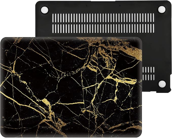 Black Gold Marble Laptop Cover Compatible with MacBook Air 13/13.3 Inch Case 2017 2016 2015 2014 2013 2012 2011 2010 A1466/A1369, AMCJJ Plastic Hard Shell Case & Keyboard Cover &Screen Protector