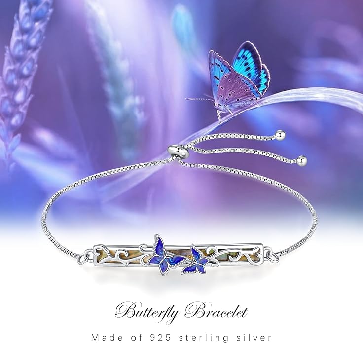 Dragonfly Bracelet 925 Sterling Silver Butterfly Bracelet Adjustable Celtic Moon Bracelet Irish Celtic Jewelry Gifts for Women