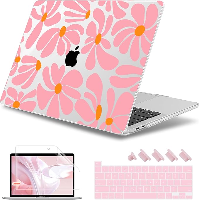 May Chen Case for MacBook Pro 13 inch M2 2023,2022,2021,2020 A2338 M1 A2251 A2289, Plastic Hard Shell Case for MacBook Pro 13" with Touch Bar Fits Touch ID, Groovy Flower