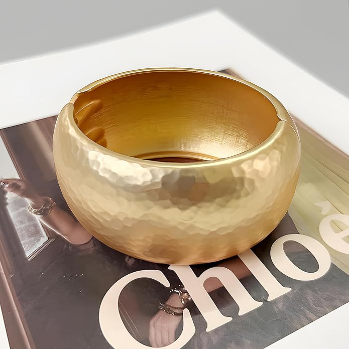 Statement Golden Matte Bracelet for women Minimalist Chunky Brushed Bangle Bracelet Vintage Thick Wide Cuff bracelet Gold Plated Open Cuff Geometric Bracelet