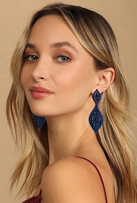 Elegant Rhinestone Dangle Earrings Crystal Wedding Bridal Long Dangling Drop Earrings Chandlier Earrings for Women Bridesmaid