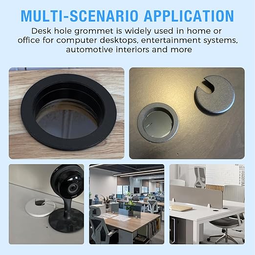 Desk Grommet 1-3/8" (35 mm), Desk Cord Hole Cover, Cable Grommet ABS Plastic, Desk Hole Grommet for Office and Home Table Cable, Detachable Cable Cord Organizer (Light Grey 2 Pcs)