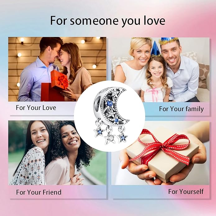 Birthday Fashion Love Heart Dangle Charm 925 Sterling Silver Charms fits Bracelets and Necklace Pendant Bead Charms Jewelry Present for Women Family Friends