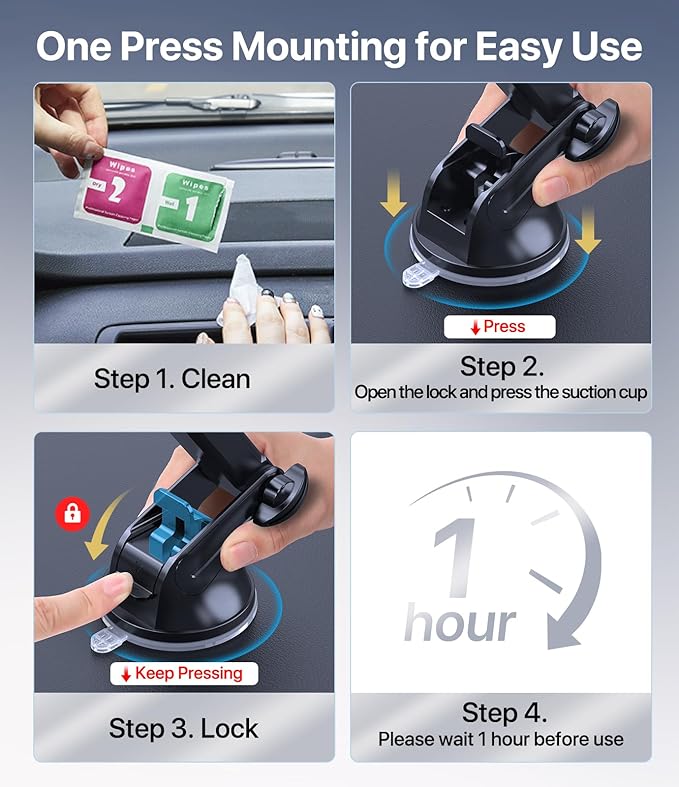 Miracase Phone Holders for Your Car, [Thick Case & Heavy Phone Friendly] Universal Cell Phone Car Mount, 3-in-1 Phone Mount for Car Dashboard Windshield Air Vent Fit for All Smartphones, Dark Grey