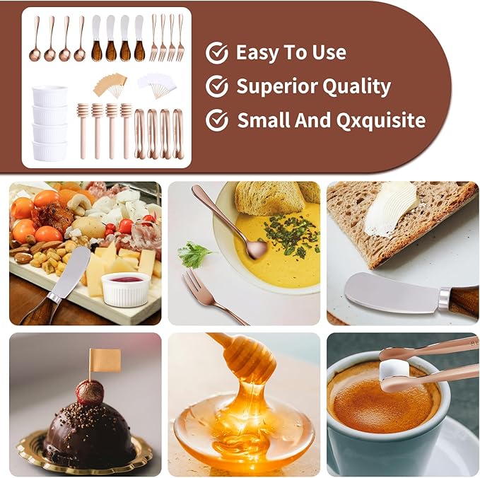 Charcuterie Accessories(25 Psc), Cheese Spreaders For Charcuterie Board, Mini Serving Spoons, Blank Toothpick Flags, Bowl For Christmas Pastry Making, forks And Mini Serving Tongs