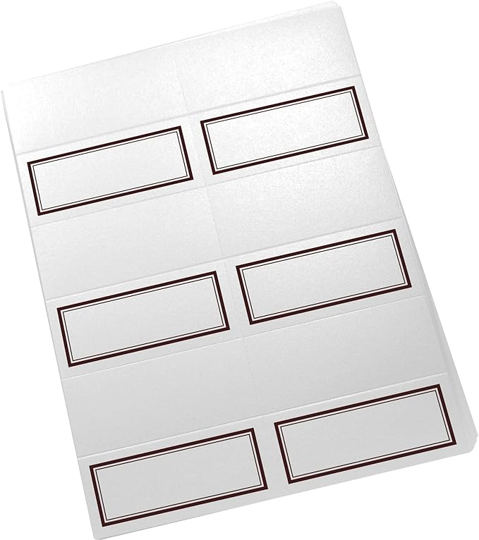Double Line Border Printable Place Cards, Chocolate (Choose Color), Set of 60 (10 Sheets), Laser & Inkjet Printers - Wedding, Party, Dinner, and Special Events - Made in the USA