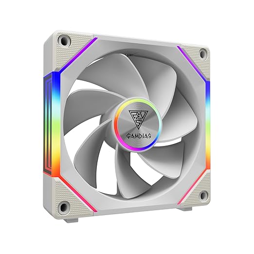 GAMDIAS Aeolus P2-1203U 120mm ARGB PWM Fan(3 Fan Pack w/USB Hub), Include Reverse Fan Blade x3, ARGB Sync Ready, Easy Installation & Cabless Daisy-Chain Design, Silent Operation, Up to 2400RPM, White
