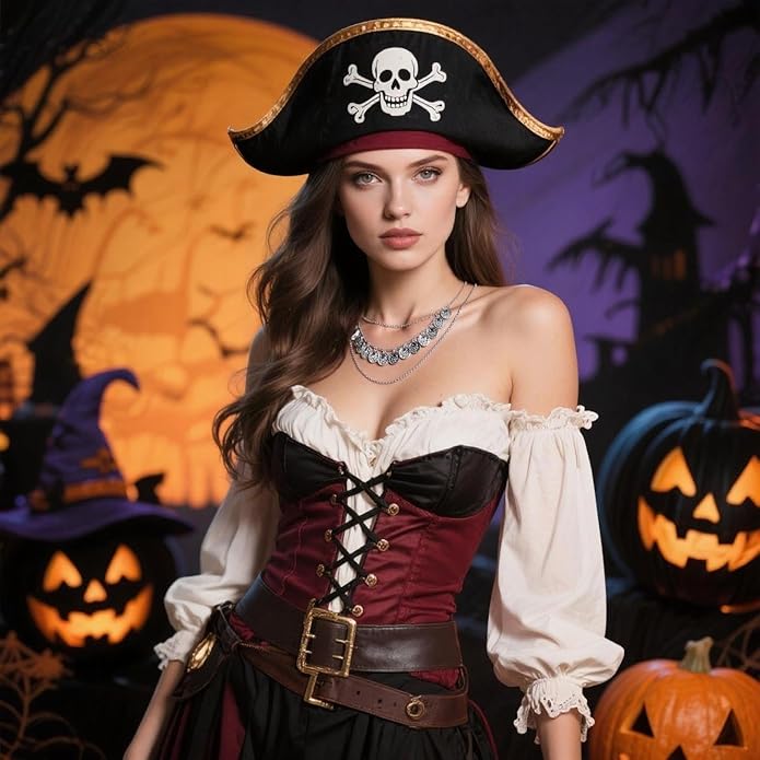 Pirate Necklace Chunky Gold Necklace for Women vintage Pirate Coin Pendant Necklace Fashion Chunky Chain Choker Necklaces Pirate Costume Women Men Jewellery