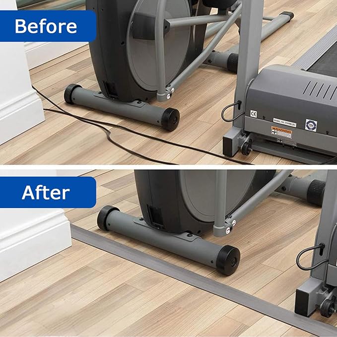 6ft Floor Cord Cover,Cord Hider Floor Gray,Extension Cable Cover Power Cord Protector Floor,Floor Cable Management Prevent Cable Trips,Cord Protector Cord Cavity:0.47" (W) x 0.24" (H)
