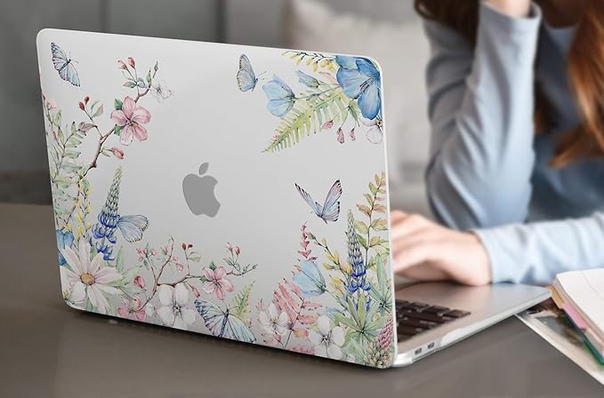 Batianda Case for MacBook Air 13 Inch M1 2020 2019 2018 Release Model A2337 A2179 A1932 with Retina & Touch ID, Floral Series Hard Shell Cover with Keyboard Cover & Screen Protector,Elegant Flowers