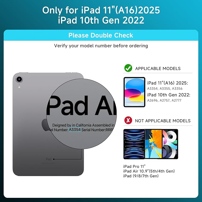 Transparent Case with Keyboard for iPad 11th Gen 11-in.(A16, 2025) & 2022 iPad 10th Gen 10.9-in,7-Color Backlit,Wireless Keyboard, 360°Rotating,with trackpad,Pencil Holder,with Shortcuts,Blue