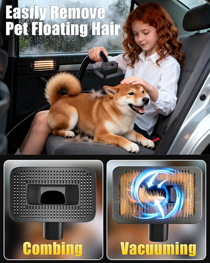 SEEDUSTRY Handheld Vacuum Cleaner Cordless, Mini Car Vacuum/Portable Pet Grooming Vacuum Cleaner, 3 Suction Modes-Up to 18000pa, 6 Blow & Suck & Deflate & Inflate Nozzles for Car, Pet, Office, Home