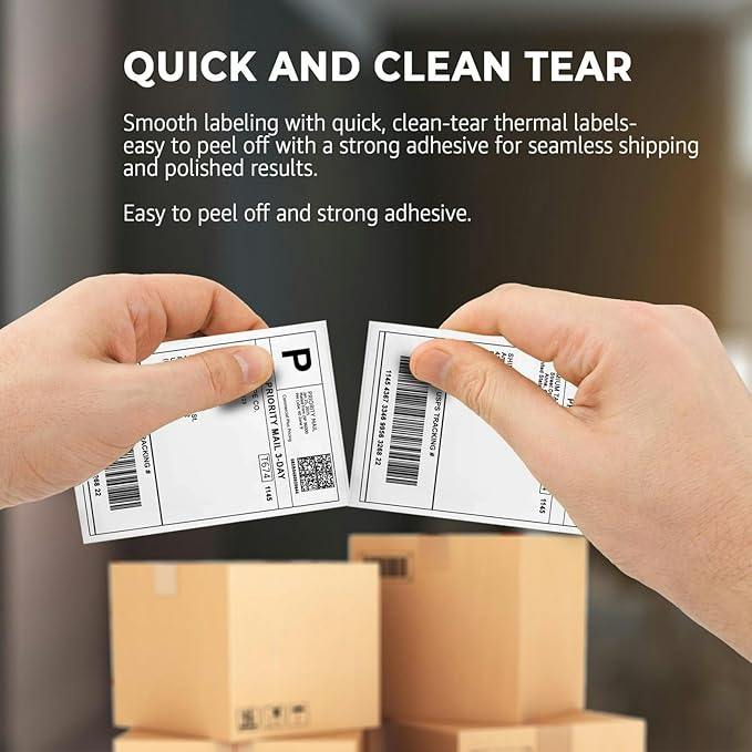 Rockin Rolls Direct Thermal Shipping Labels (Total of 1000) 2 Packs of 500-4x6 Thermal Labels Fanfold, Thick, Commercial Grade, Waterproof Mailing & Address Labels, Perforated & Strong Adhesive