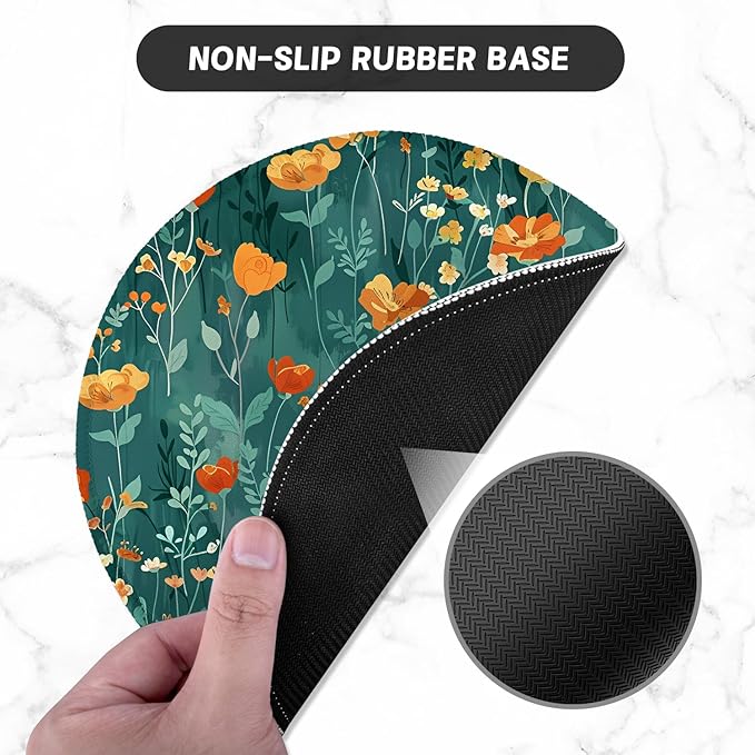 ITNRSIIET Round Mouse Pad with Stitched Edge Premium-Textured Waterproof Non-Slip Rubber Base Desktop Protection Mat Diameter 8.7 inches, Beautiful Flowers