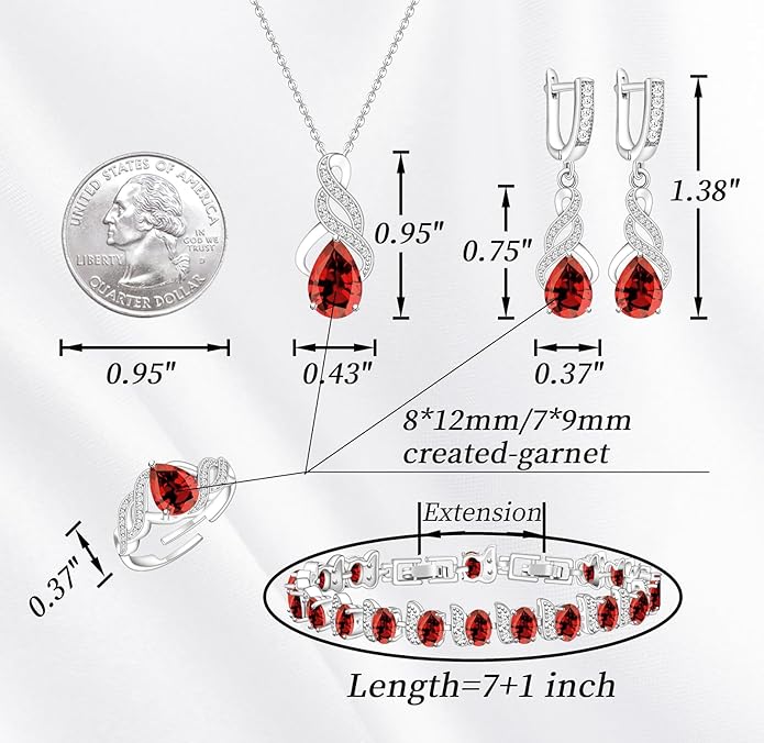 GZWHD Jewelry Set for Women CZ Earrings Necklace Ring Bracelet Set Prom Party Wedding Jewelry Gift for Mother Friend Wife