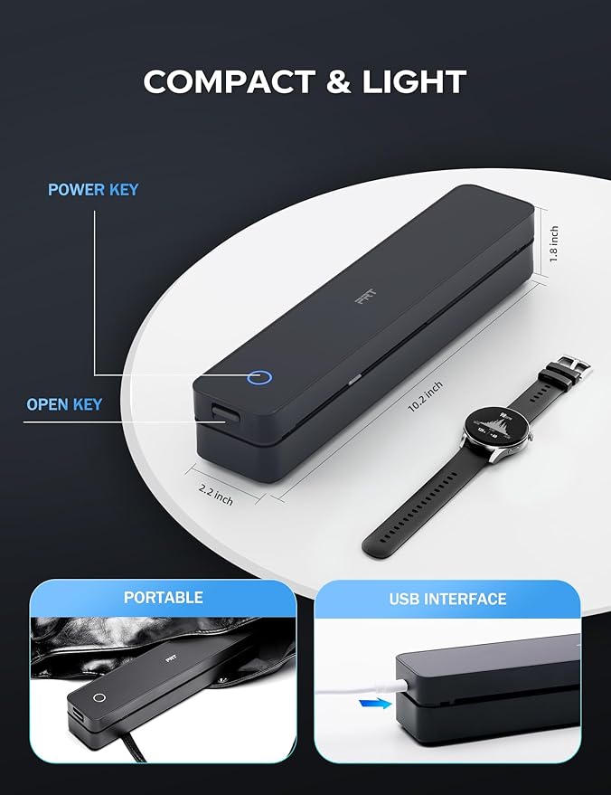 PRT Portable Printer Wireless for Travel, Inkless Bluetooth Compact Mobile Thermal Printer, Supports 8.5" X 11" US Letter, A4 A5, Compatible with iOS, Android, Laptop for Home Use, Office & Vehicles