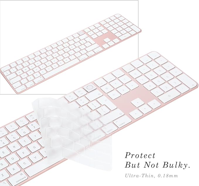 [Not for 2024 Release A3119] Keyboard Cover for iMac Magic Keyboard (Europe Layout 7 Shape Enter Key)(Model A2520, Touch ID Version, with Numeric Key) Ultra Thin Clear Protector Skin