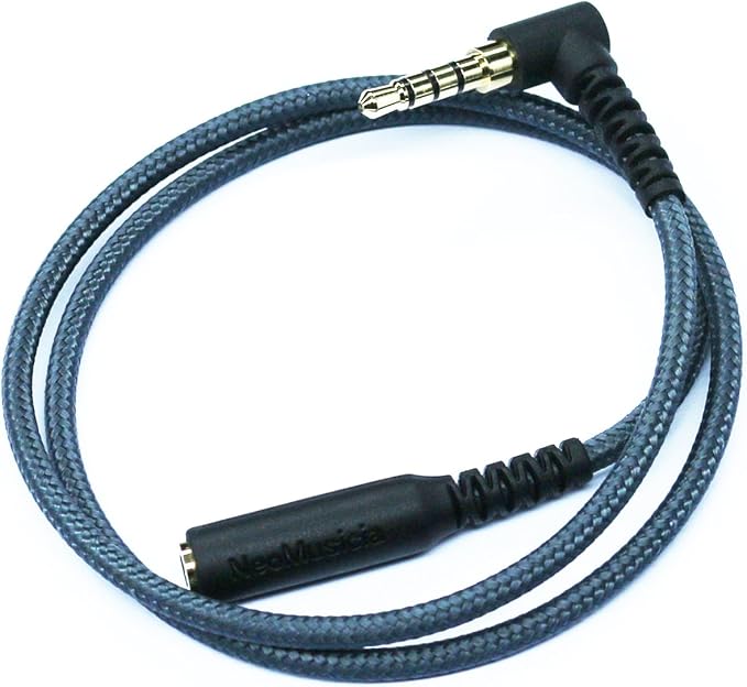 100cm(3.2ft) Right Angle 4 Pole 3.5mm 1/8 inch Male to 4 Pole 3.5mm 1/8 inch Female Stereo Audio Headphone Earphone Extension Cable Adapter Cord Tangle-Free Braided Wire
