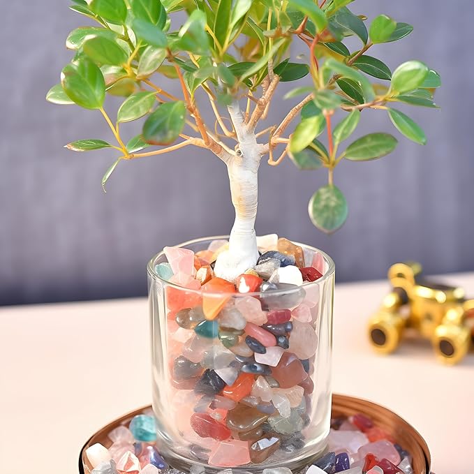 Polished Mixed Crystal Chips 200 Pcs - 0.3" Tumbled Stone Chips Crushed Sea Glass Stones Healing Reiki Crystal Making Home Decoration