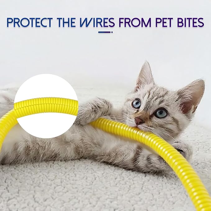 Split Wire Loom Tubing, 10,25ft Cord Protectors from Pets No Chew, Flexible Wire Covers Cord Protectors, Protective Split Cable Sleeve for Automotive Home Industrial Wires(Yellow, 0.98inch-10ft)