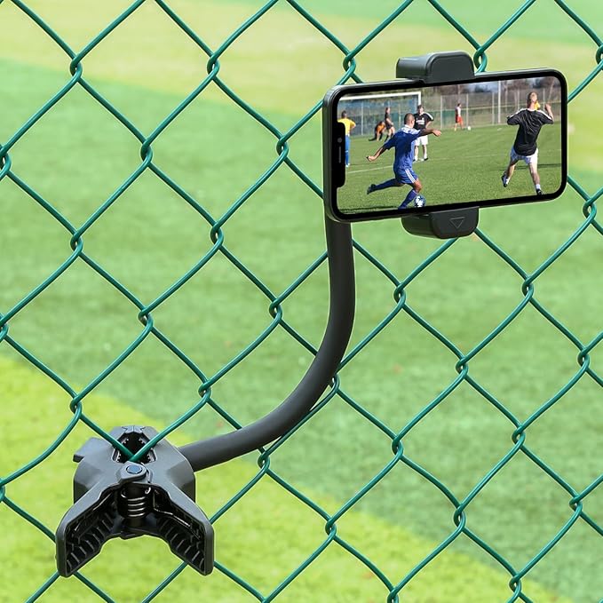 Gooseneck Phone Holder Jaws Flex Clamp Clip Mount,11.8" Long Gooseneck Arm Aluminum Alloy Ball Head Mount for Desk/Table/Pole/Board,Compatible with 3.5~7.5" iPhone/HTC/LG/Nexus/Smartphones-1 Pack